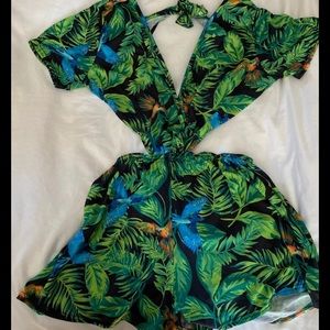 boohoo tropical twist cut out romper